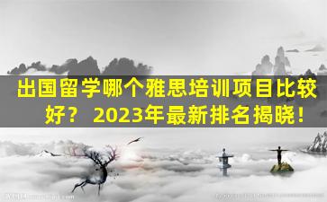 出国留学哪个雅思培训项目比较好？ 2023年最新排名揭晓！